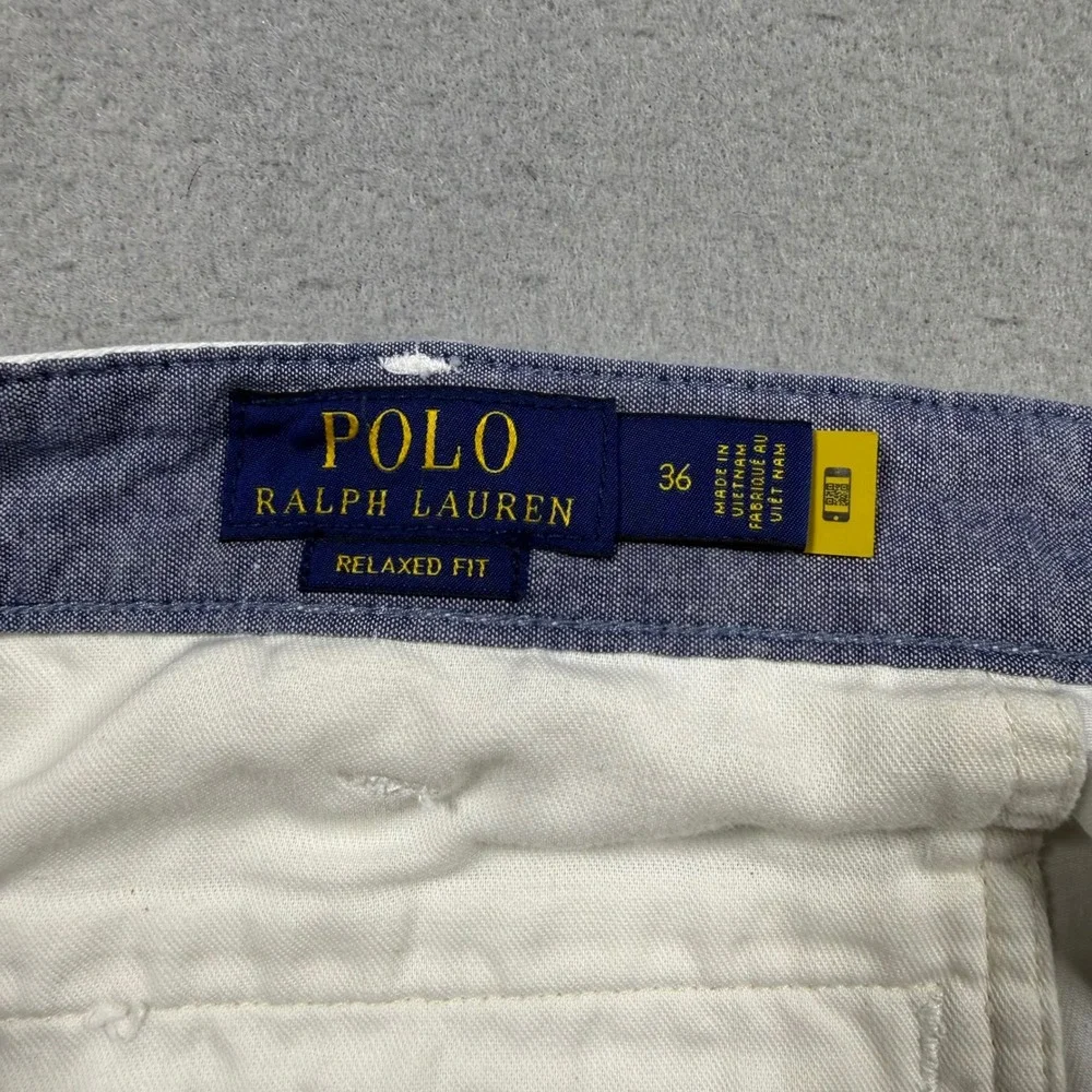 Polo Ralph Lauren Mens Relaxed Fit Chino Shorts White Cotton Size 36